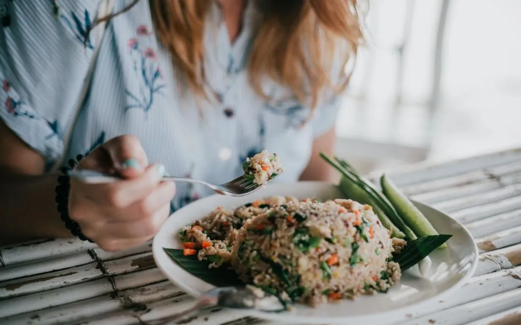 A freshly prepared meal with varied colors and textures for mindful eating.
